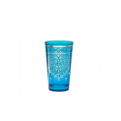Morocco Tea Glass in Blue and Silver 4 Oz.