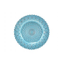 Service Plate Glass Peacock Blue