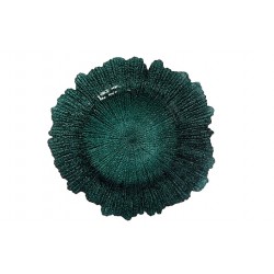 Service Plate Forest Green Leaf Glass