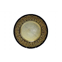 Service Plate Glass Ornate Black and Gold