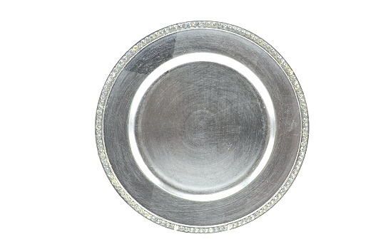 Service Plate Acrylic Silver with Rhinestone