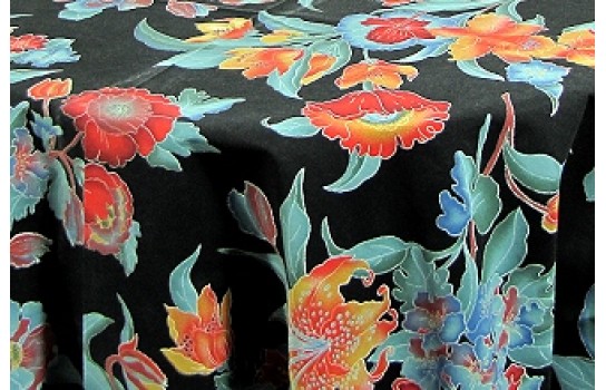 Tablecloth Black Tropical 90" Round