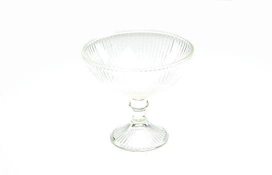 Ribbed Compote Fluted Glass Bowl 7.5"