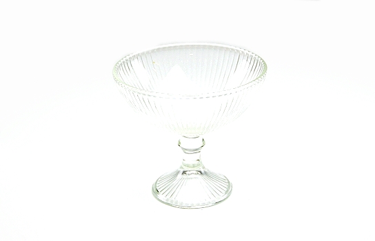 Fluted Ribbed Compote Glass Bowl 7.5"