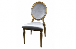 Louis Gold Chair with Silver Velour Cushions