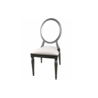 Louis Silver Chair with White Leather Cushions