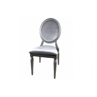 Louis Silver Chair with Silver Velour Cushions