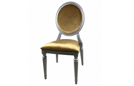 Louis Silver Chair with Gold Velour Cushions