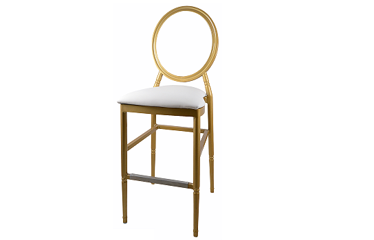 Louis IX Gold Bar Chair with White Leather Cushions