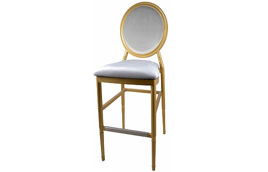 Louis IX Gold Bar Chair with Silver Velour Cushions