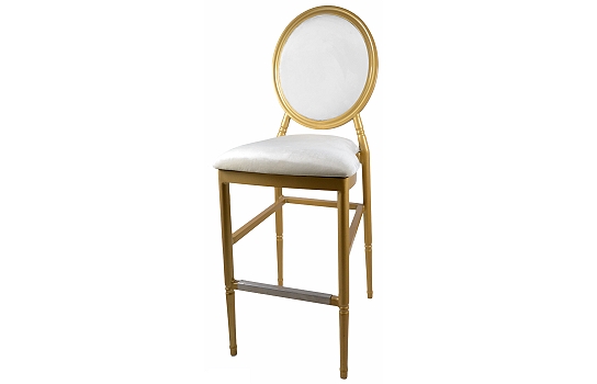 Louis IX Gold Bar Chair with Ivory Velour Cushions