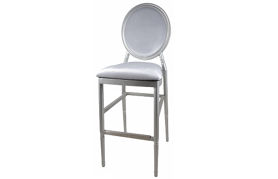 Louis IX Silver Bar Chair with Silver Velour Cushions