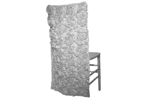 Silver Flower Half Chair Cover