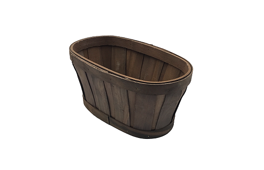 Rustic Wood Basket Dark Wood 10" x 6" x 5"