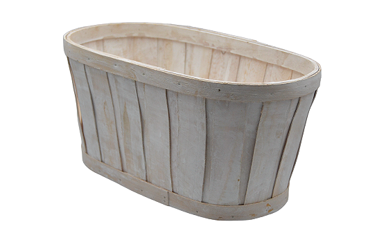 Rustic Wood Basket White Wood 15" x 7" x 7"
