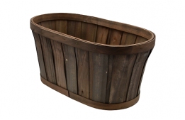 Rustic Wood Basket Dark Wood 15" x 7" x 7"