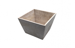 Rustic Wood Basket White Wood 8" x 8" x 6"