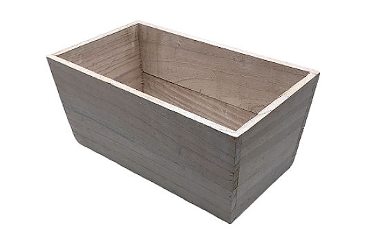 Rustic Wood Basket White Wood 7" x 12" x 6"