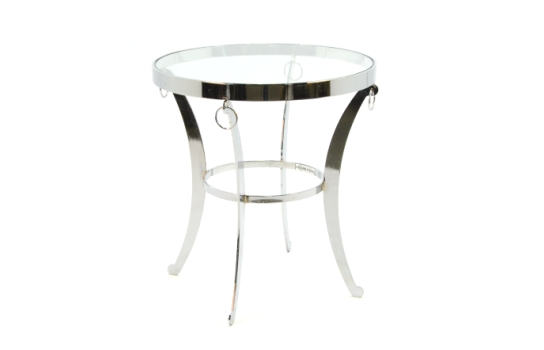 Side Table Chrome Clear Glass 22"