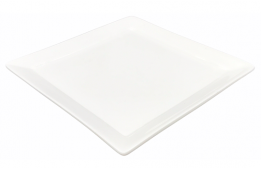 Square White Kimo Dinner Plate 10"