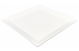 Dinner Plate Square White Kimo 10"