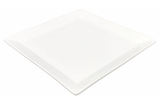 Square White Kimo Dinner Plate 10"