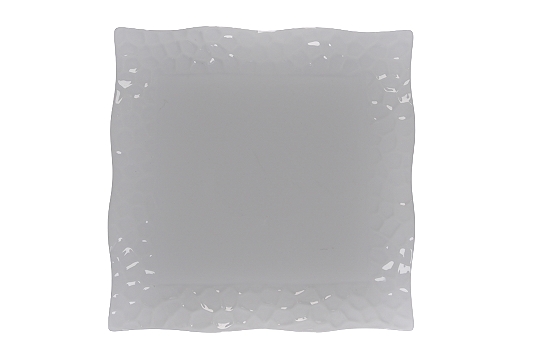 Plate Honeycomb Square White 11"
