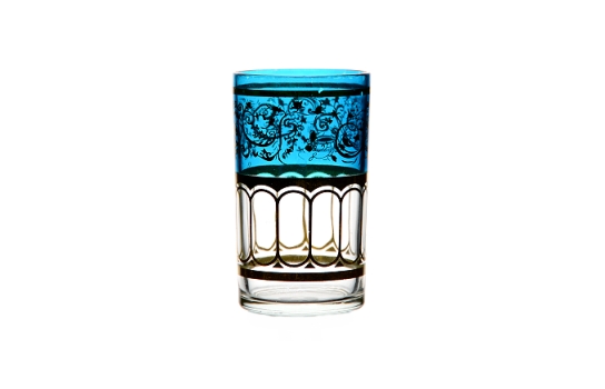 Mint Tea Glass Blue and Gold