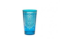 Morocco Tea Glass in Blue and Silver 4 Oz.
