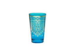 Morocco Tea Glass in Blue and Gold 4 Oz.