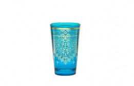 Morocco Tea Glass Blue and Gold 4 Oz.