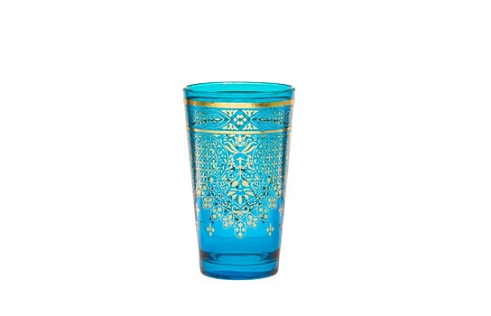 Morocco Tea Glass Blue and Gold 4 Oz.