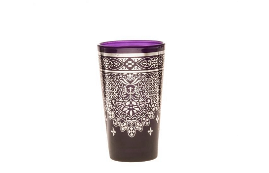 Morocco Tea Glass Purple and Silver 4 Oz.