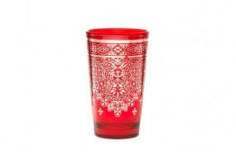 Morocco Tea Glass Red and Silver 4 Oz.
