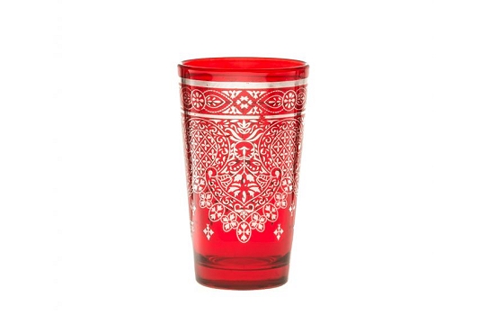 Morocco Tea Glass Red and Silver 4 Oz.