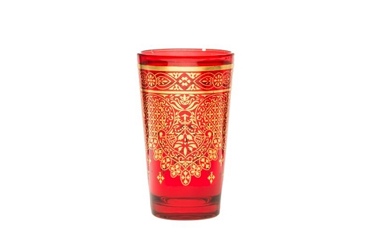 Morocco Tea Glass in Red and Gold 4 Oz.