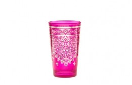 Morocco Tea Glass Hot Pink and Silver 4 Oz.