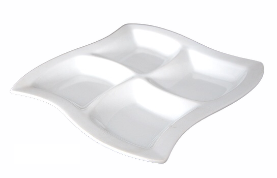 Wave Plate 4 Sections White 10.25" Square