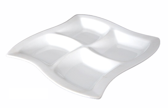 Wave Plate 4 Sections Square White 10.25"