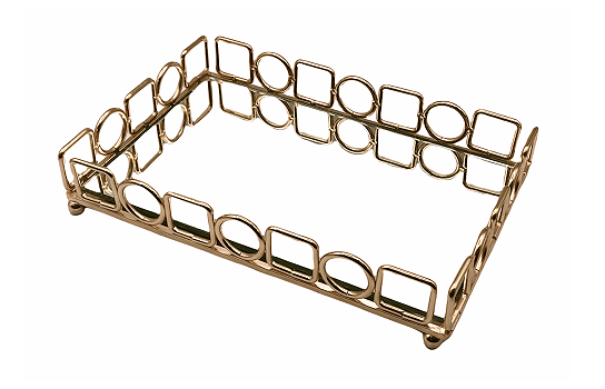 Rectangle Gold Tray Geometric 18.5" x 12"