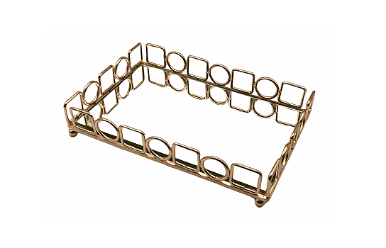 Rectangle Gold Tray Geometric 11.5" x 8.5"
