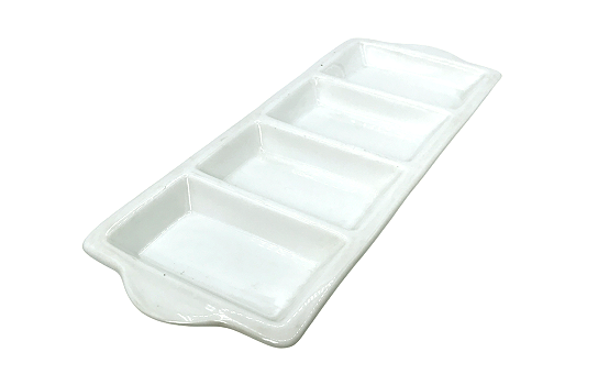 Platter 4 Sections White 19" x 7"