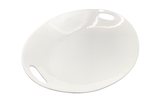 Ludovic White Platter with Handles 14" x 19"