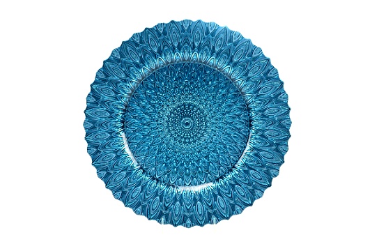 Service Plate Glass Peacock Blue