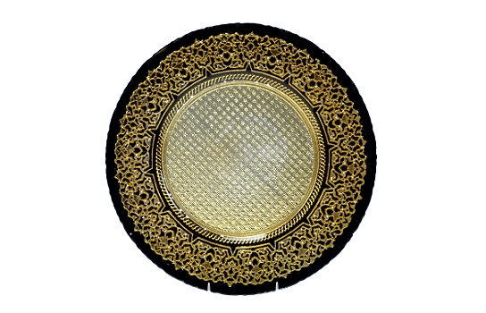 Service Plate Glass Ornate Black and Gold
