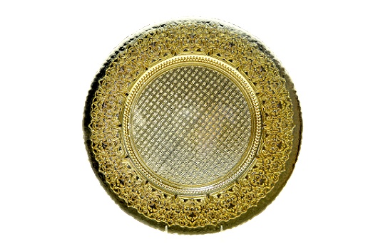 Service Plate Glass Ornate Gold
