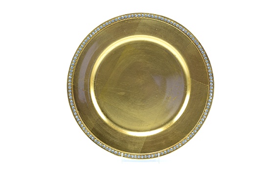 Service Plate Acrylic Gold with Rhinestone