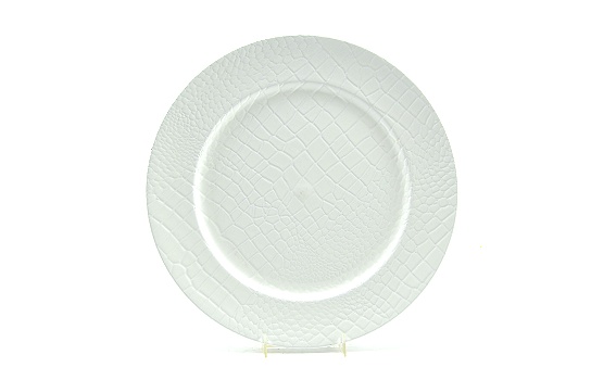 Service Plate Acrylic Alligator White