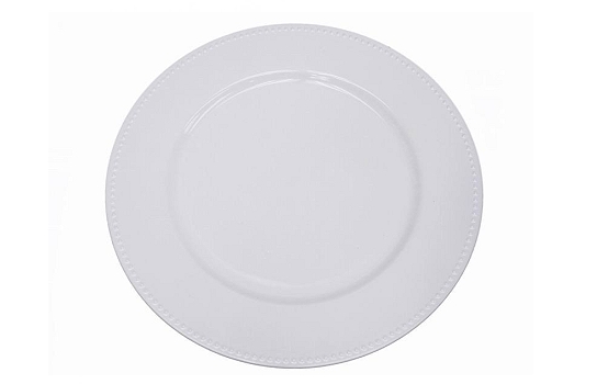 Service Plate Acrylic White Beaded 13"