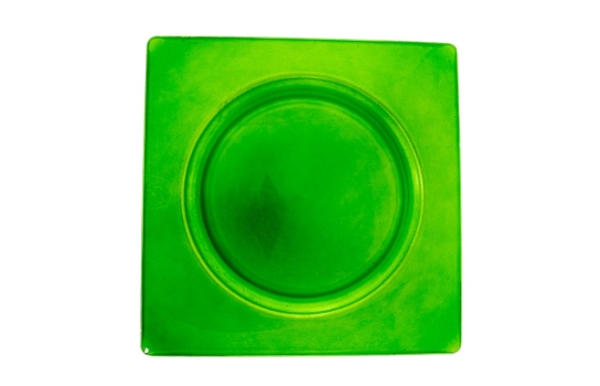 Service Plate Acrylic Square Green 12"